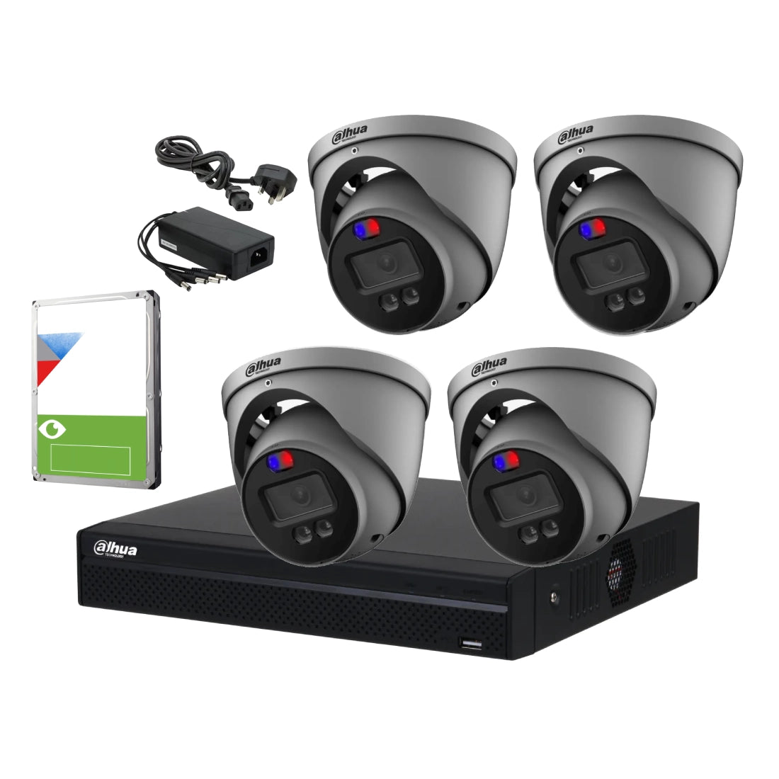 5MP CVI TiOC CCTV Kit with 8 Channel DVR- 4 x ME1509HP-A-PV TiOC Cameras with Mic + 8CH XVR + 1TB HDD + PSU