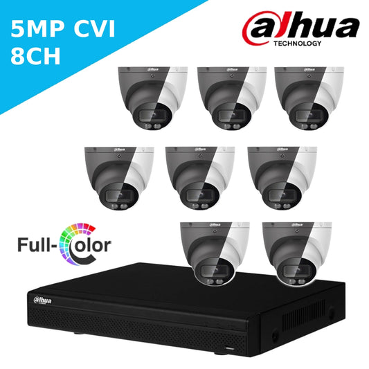 5MP 8 Channel FullColor CVI Kit - 8 x HDW1509T-A-LED HDCVI Cameras with Mic + 8Ch AI XVR