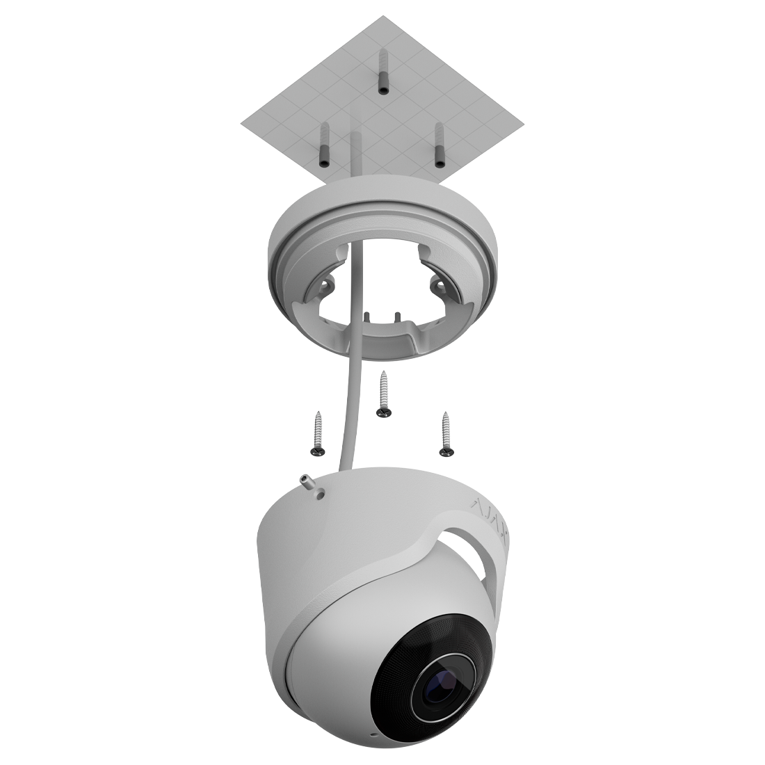 Ajax 64927 8MP 4K Ultra HD White TurretCam IP Security Camera with Fixed Wide-Angle Lens and IR Night Vision