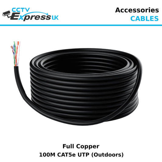 CAT5e Outdoor UTP Networking Cable - Black - 100m - CCTV Express UK