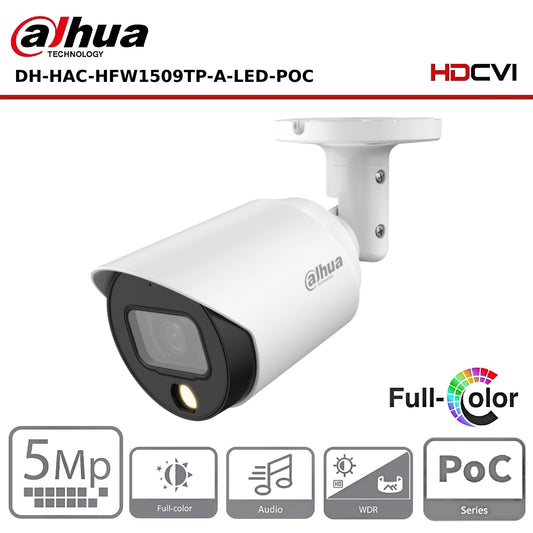 5MP Dahua DH-HAC-HFW1509TP-A-LED-POC 5MP PoC Full-colour HDCVI Bullet Camera - CCTV Express UK