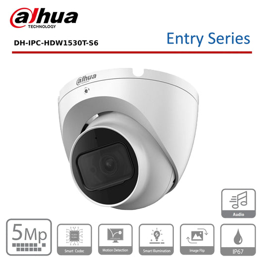5MP Dahua IPC-HDW1530TP-S6 Entry Series Lite IR Fixed-focal Turret Network Camera - 2.8MM - White - CCTV Express UK