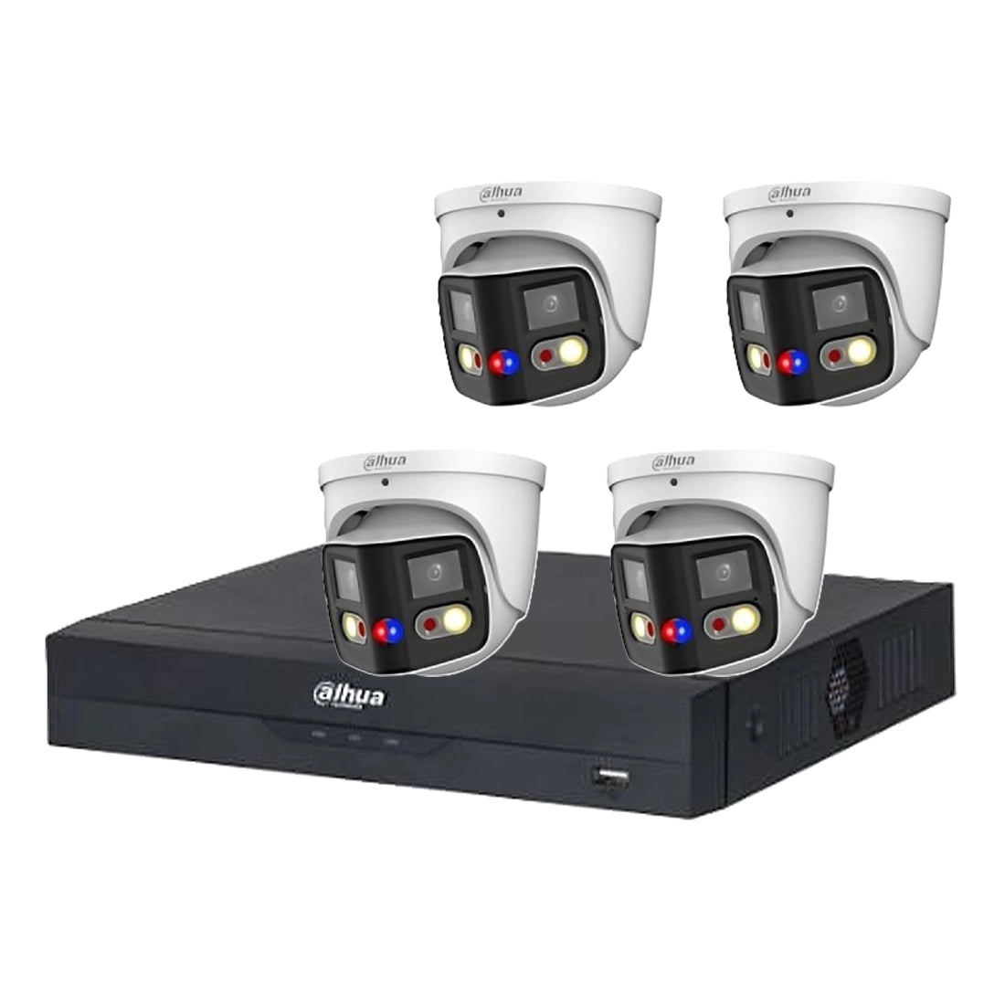 8MP Dahua Premium IP CCTV Kit – 4 x IPC-PDW3849-A180-AS-PV 180° Full Colour Panoramic Cameras + 4CH NVR4104HS-P-EI + 1TB HDD