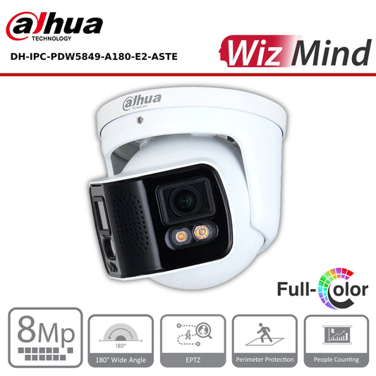 Dahua IPC-PDW5849-A180-E2-ASTE - 2x4MP Full-color Duo Splicing WizMind Network Camera 3.6MM - CCTV Express UK