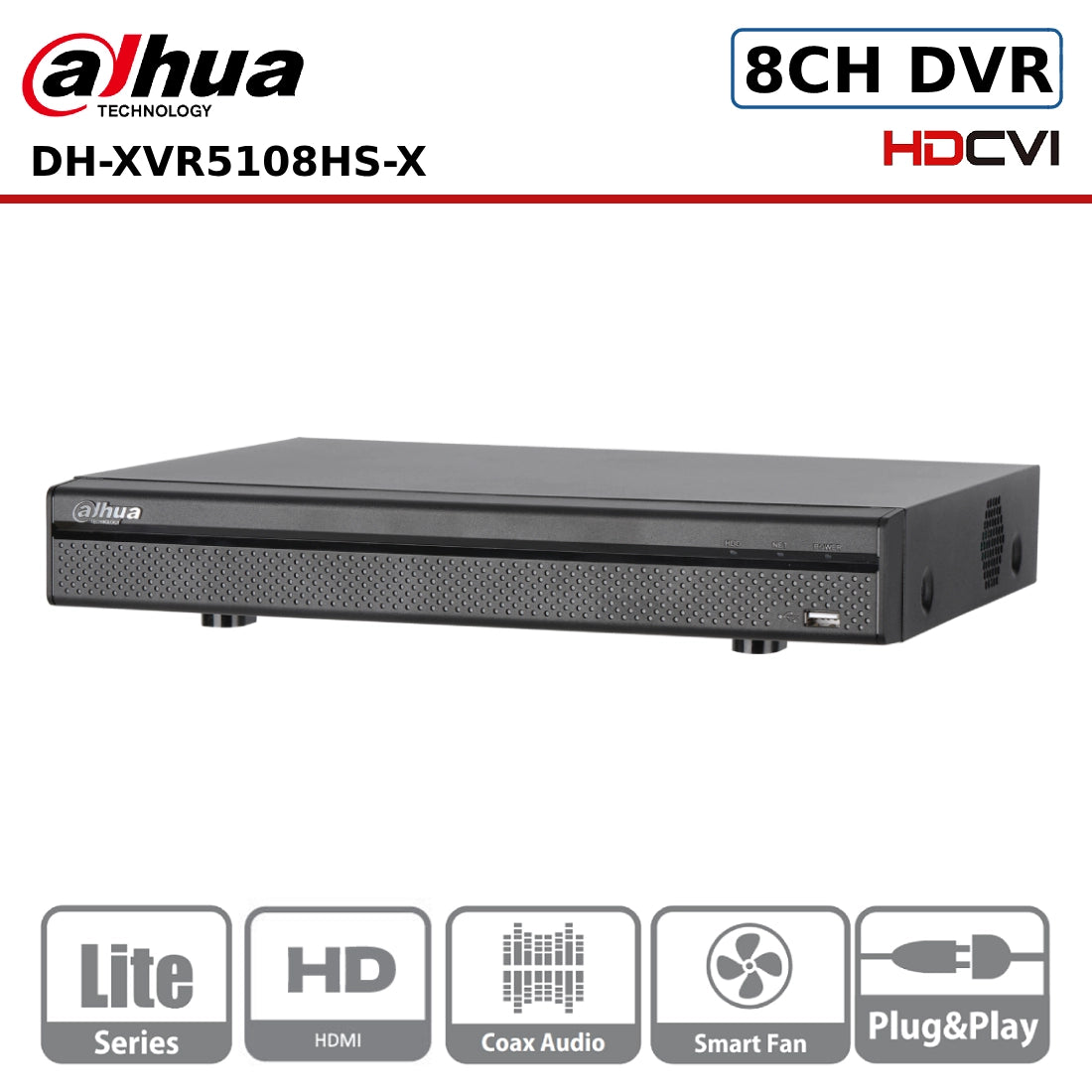 Dahua DH-XVR5108HS-X 8 Channels 5M-N/1080P Compact 1U 1HDD Digital Video Recorder - Offer