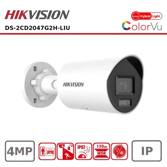 4MP Hikvision DS-2CD2047G2H-LIU Smart Hybrid ColorVu and IR AcuSense Mini Bullet Camera