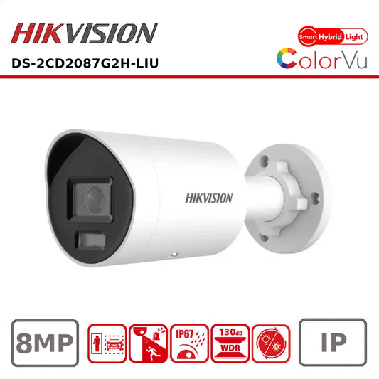 8MP Hikvision DS-2CD2087G2H-LIU 4K Smart Hybrid ColorVu and IR AcuSense Mini Bullet Camera