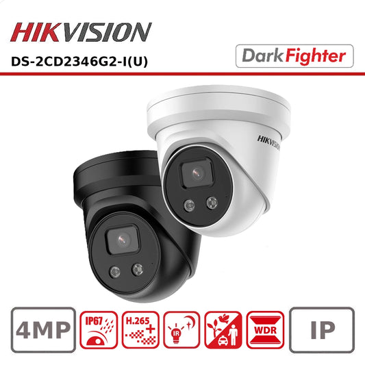 Hikvision DS-2CD2346G2-I(U) 4MP AcuSense DarkFighter Turret IP Camera with Built-in Microphone and 30m IR Night Vision