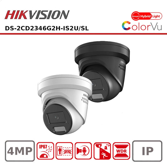 Hikvision DS-2CD2346G2H-IS2U/SL 4MP AcuSense Strobe Light and Audible Warning Fixed Turret Network Camera