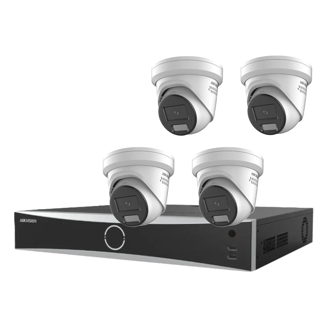 Hikvision 4MP 4 Channel Smart Hybrid Light Kit – 4 x DS-2CD2346G2H-IS2U/SL Cameras + DS-7604NXI-K1/4P NVR + 1TB HDD