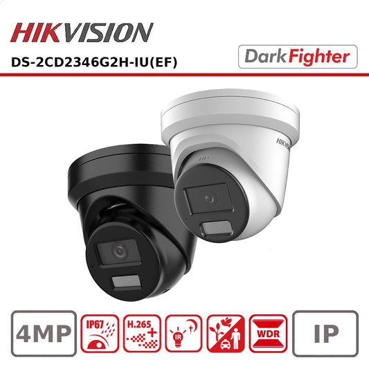 Hikvision DS-2CD2346G2H-IU(EF) 4MP AcuSense DarkFighter Pro Series Turret IP Camera with Built-in Microphone and 30m IR Night Vision