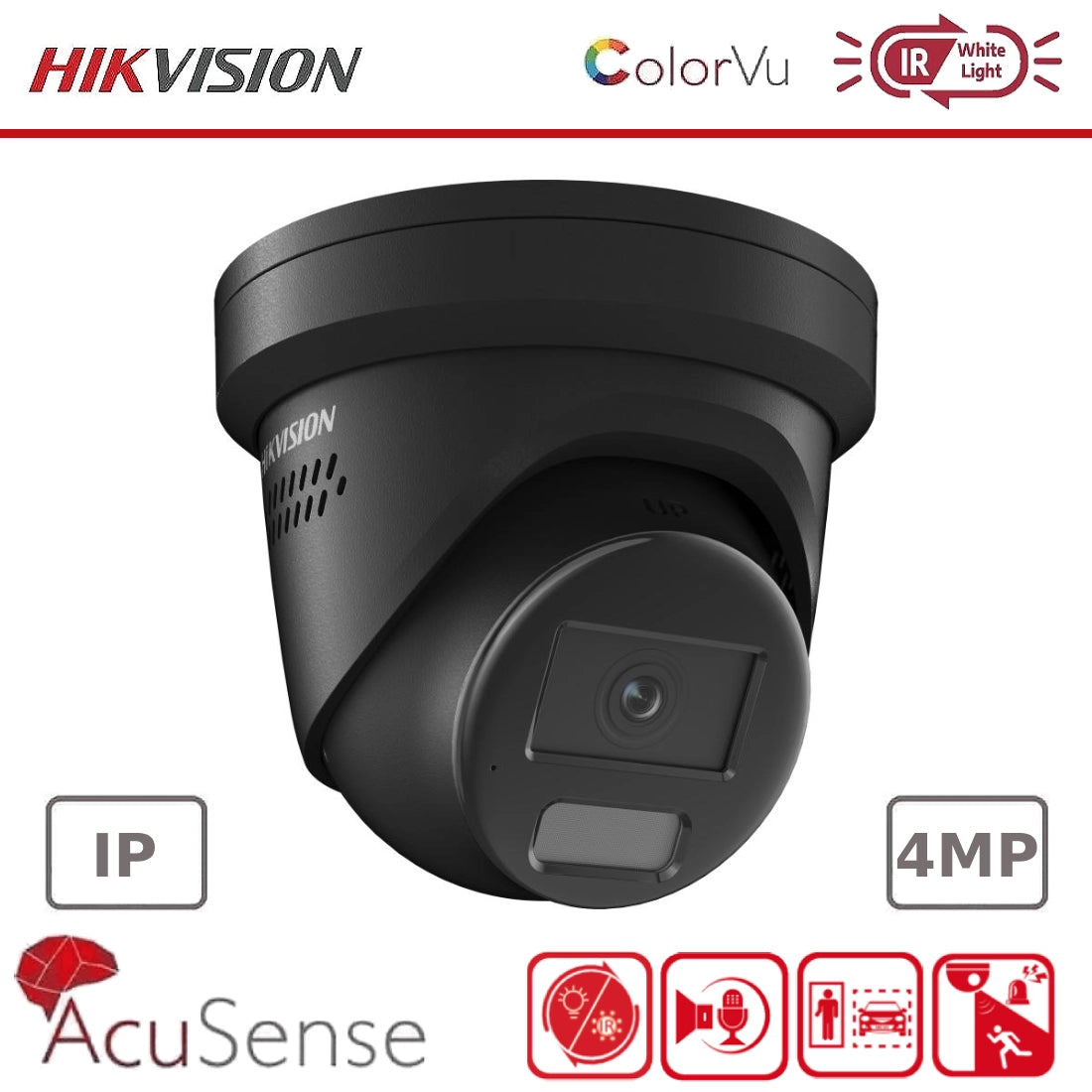 4MP Hikvision DS-2CD2347G2H-LISU/SL Smart Hybrid ColorVu and IR Acusense Turret Camera, 2-Way Talk"EOL"