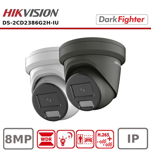 Hikvision DS-2CD2386G2H-IU 8 MP AcuSense Powered-by-Darkfighter Fixed Turret Network Camera with Mic – IR 30m, H.265+
