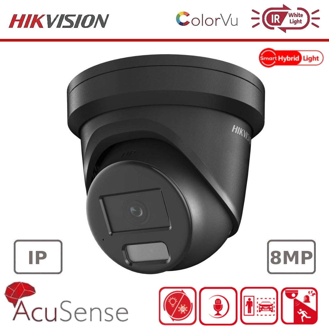8MP Hikvision DS-2CD2387G2H-LIU 4K Smart Hybrid ColorVu and IR Acusense Turret Camera