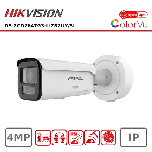 Hikvision DS-2CD2647G3-LIZS2UY-SL 4MP Smart Hybrid Light Varifocal Bullet Network Camera