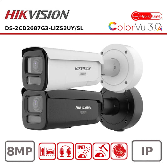 Hikvision DS-2CD2687G3-LIZS2UY/SL – 8MP Smart Hybrid Light Bullet IP Camera with Motorised Varifocal Lens