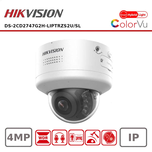 Hikvision DS-2CD2747G2H-LIPTRZS2U-SL 4MP Smart Hybrid Light with ColorVu Motorized PTRZ Varifocal Dome Network Camera