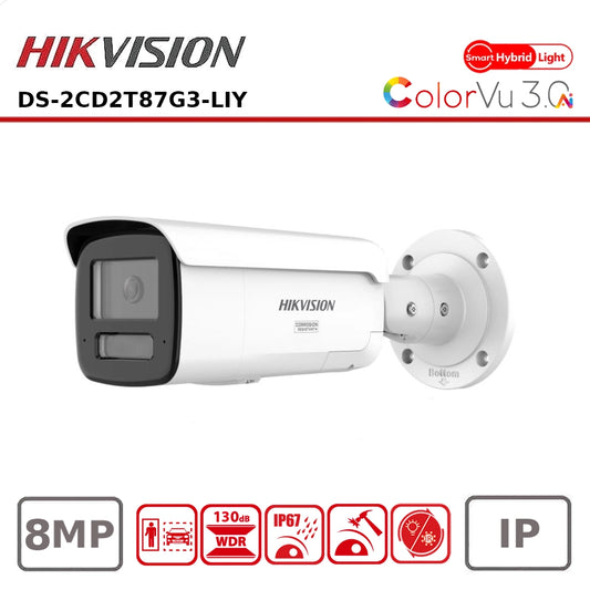 Hikvision 8MP DS-2CD2T87G3-LIY Smart Hybrid Light IR + ColorVu Bullet IP Camera