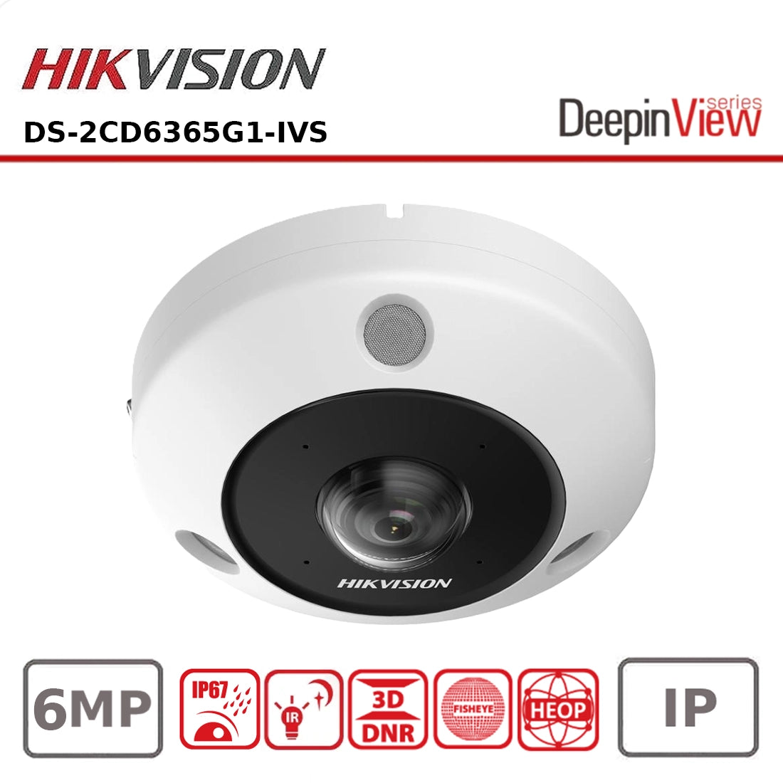 Hikvision DS-2CD6365G1-IVS 6MP 360° Panoramic IR Fisheye Network Camera with Versatile De-Warping Modes