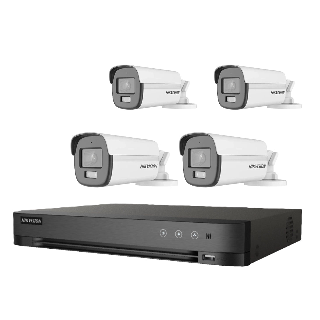 Hikvision 3K AcuSense ColorVu Kit – 4 x DS-2CE12KF0T-LFS Cameras + iDS-7204HQHI-M1/XT DVR + 1TB HD