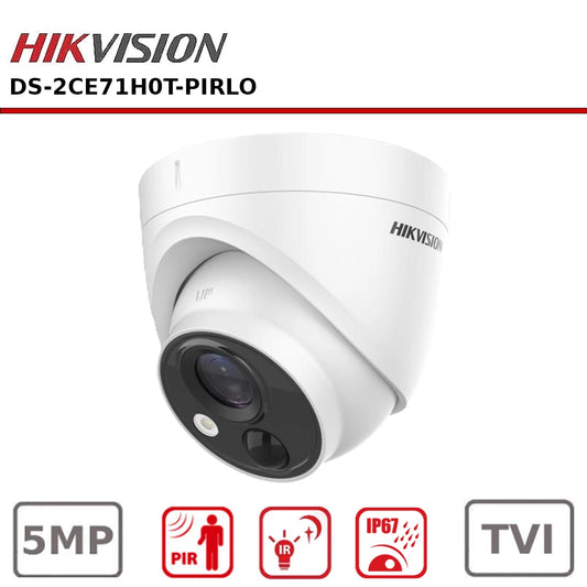 Hikvision DS-2CE71H0T-PIRLO 5MP PIR Fixed Turret Camera