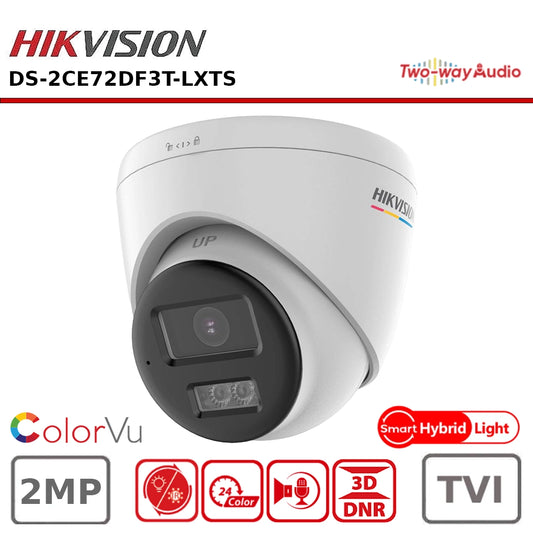 Hikvision DS-2CE72DF3T-LXTS 2 MP ColorVu Hybrid-Light Turret Camera with Two-Way Audio