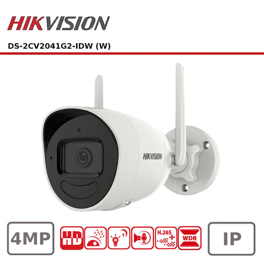 Hikvision DS-2CV2041G2-IDW 4MP HD Wi-Fi IP Bullet Camera with IR Night Vision, EXIR 2.0, SD Card Slot, IP66
