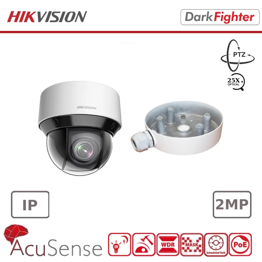Hikvision 2MP DS-2DE4A225IWG-E 4-inch IP PTZ With 25X Zoom, DarkFighter & 50M IR PTZ Camera