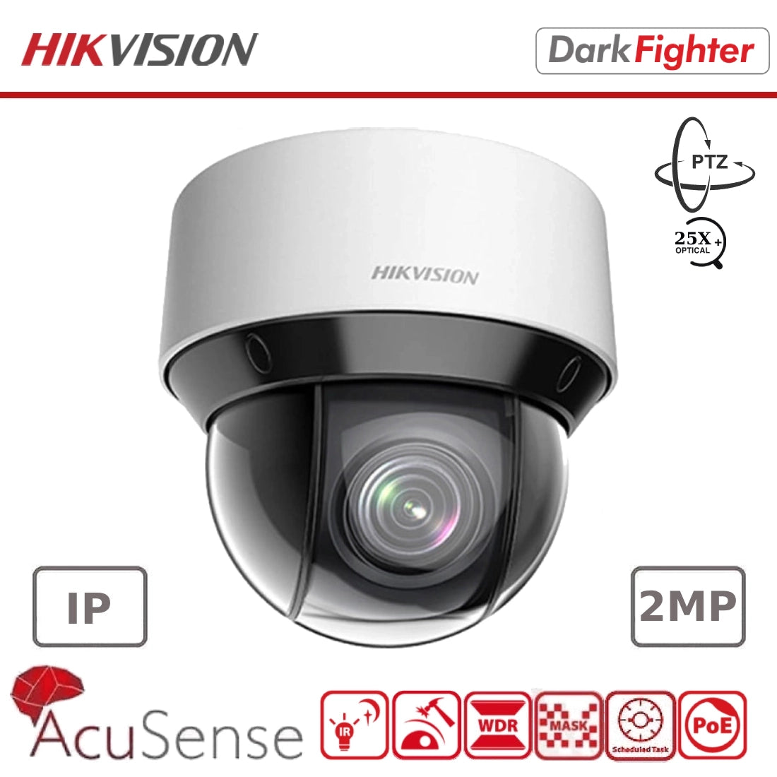 2MP Hikvision DS-2DE4A225IW-DE(S6) 4-inch IP PTZ With 25X Zoom, DarkFi ...