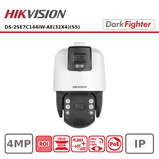 Hikvision DS-2SE7C144IW-AE(32X/4)(S5) 4MP TandemVu PTZ Camera with 32x Optical Zoom, AcuSense, and DarkFighter