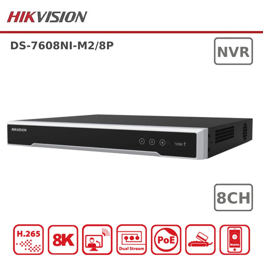 Hikvision DS-7608NI-M2/8P 12MP PoE 8 Channel 8K NVR With 2HDD Bays & 8PoE Ports