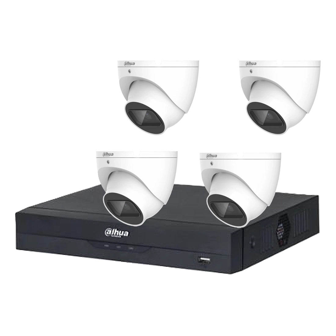 Budget Dahua 5MP 4 Channel CVI Kit – 4 x HAC‑HDW1500TLP‑A‑S2 Turret Cameras + XVR5104HS‑I3 DVR + 1TB HDD