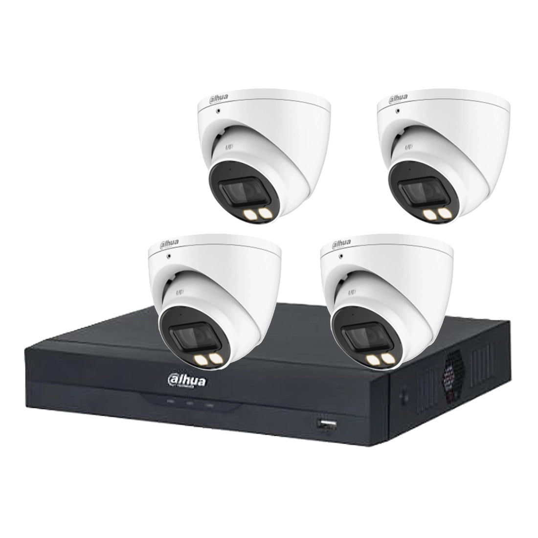 Budget Dahua 5MP 4 Channel CVI Kit – 4 x HAC-HDW1509T-IL-A-S2 Full-Color Turret Cameras + XVR5104HS-I3 DVR + 1TB HDD