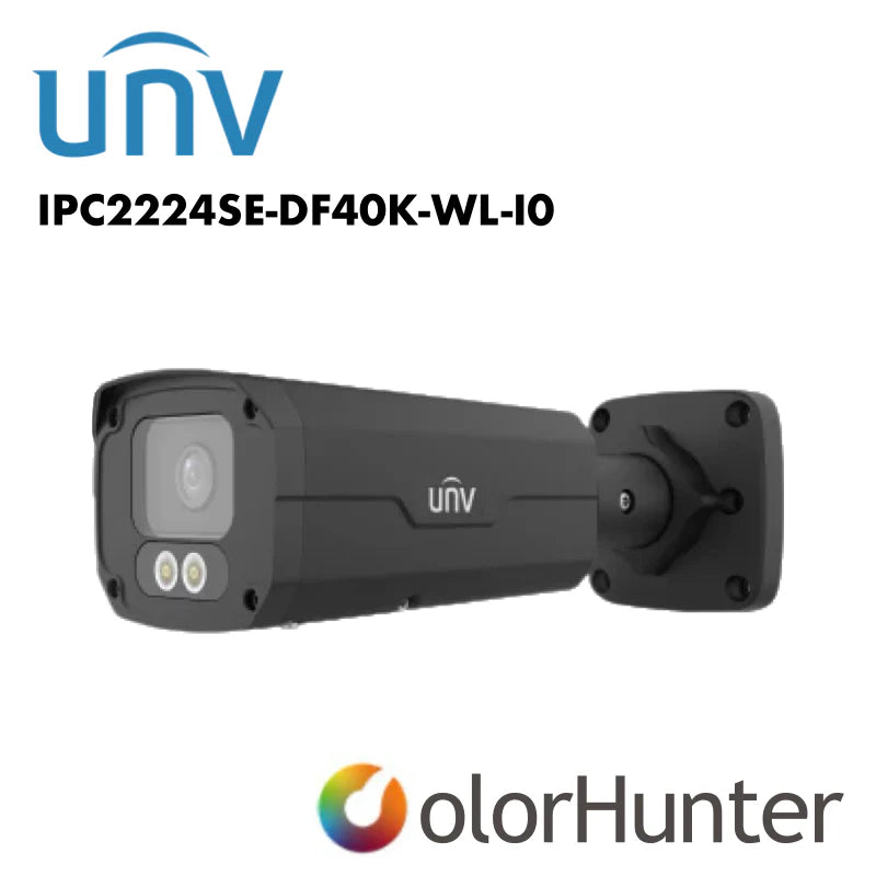 Uniview IPC2224SE-DF40K-WL-I0 4MP Prime III Bullet CCTV Camera – White/Black
