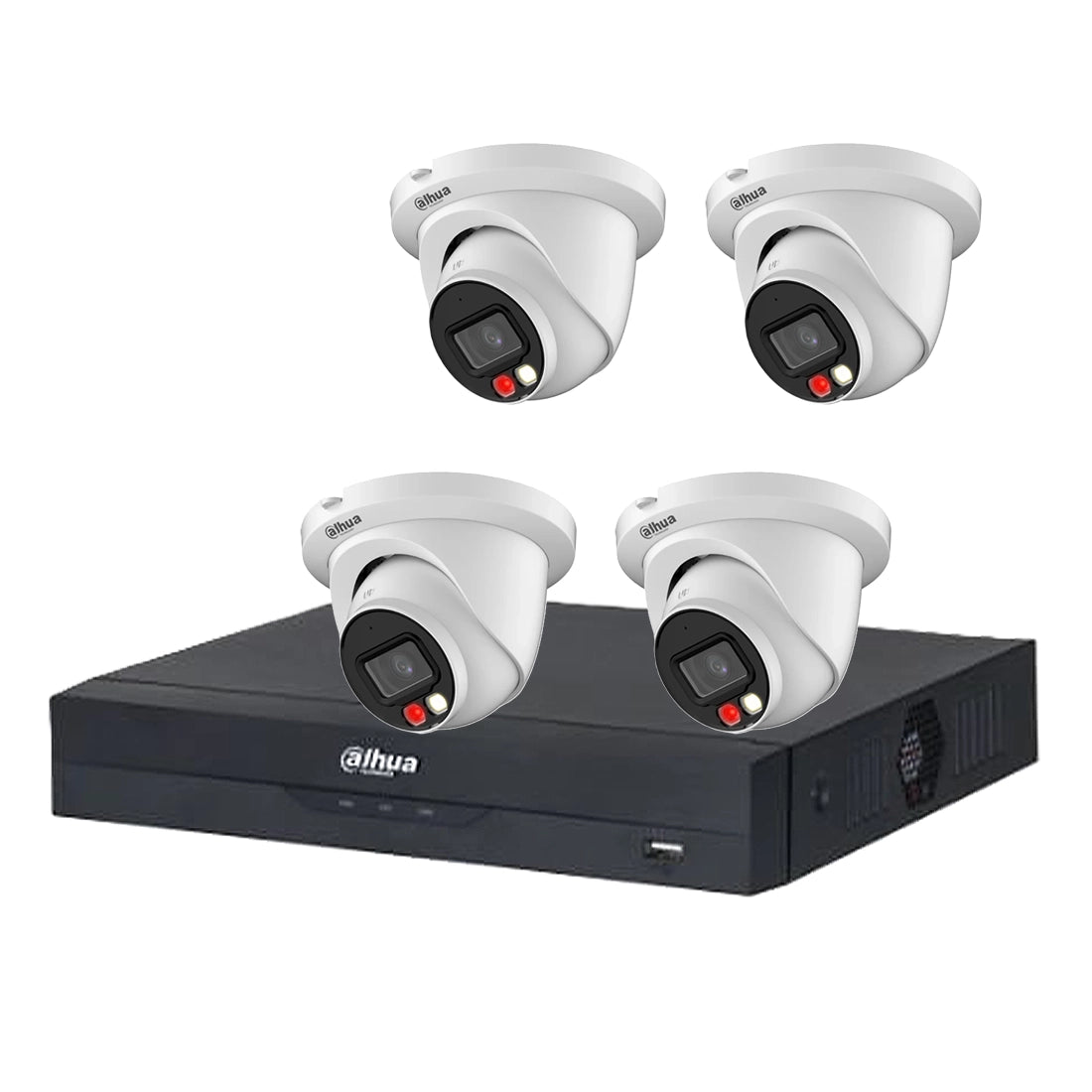 Mid-Range 4MP Dahua IP CCTV Kit – 4 x IPC-HDW2449TMP-S-IL + 4CH NVR + 1TB – Full Colour Hybrid Night Vision