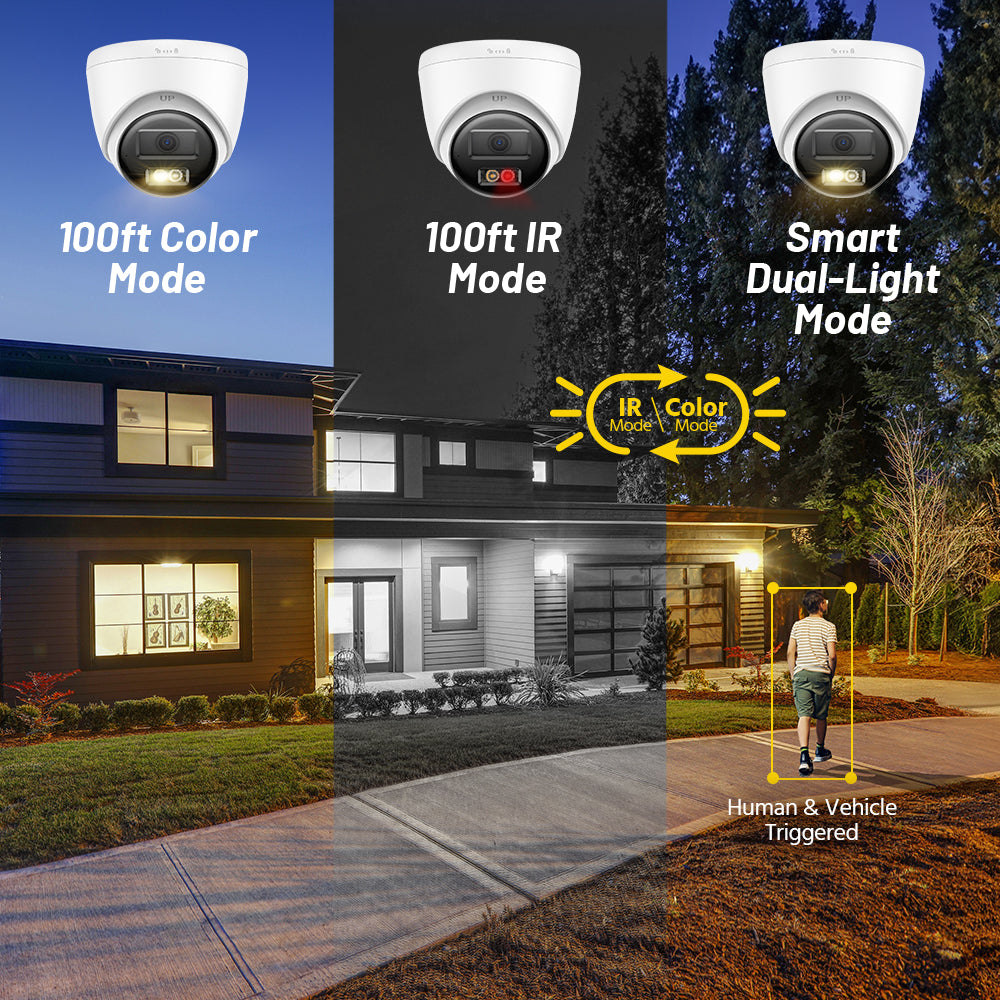 Hikvision OEM Series IPT280W-HT 4K Hybrid Light ColorVu + IR Turret IP Camera with Two-Way Audio Human Vehicle Detection IP67 - Black