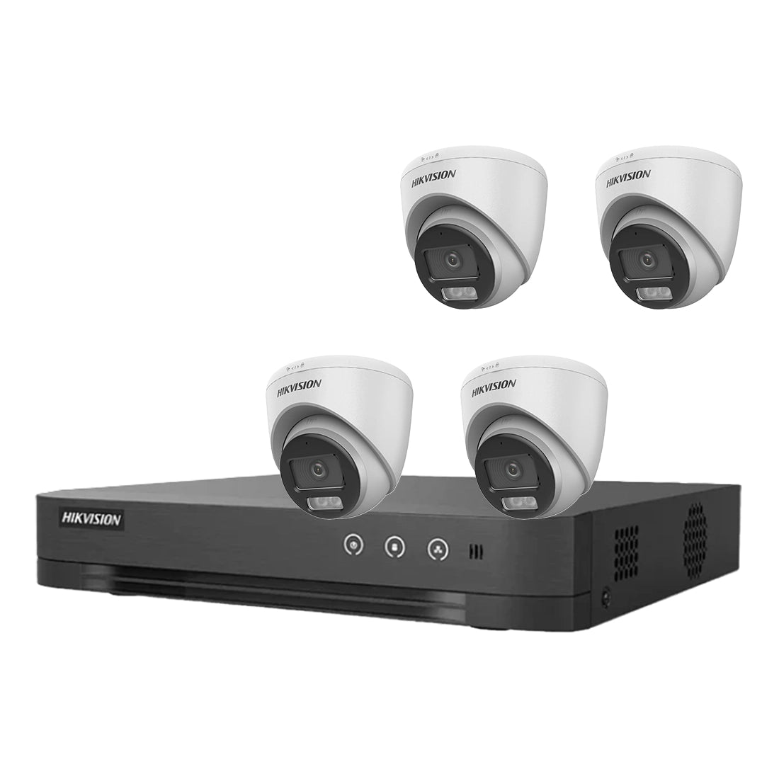 Budget Hikvision 3K AcuSense ColorVu Kit – 4 x DS-2CE72KF0T-LFS Cameras + iDS-7204HQHI-M1/XT DVR + 1TB HD