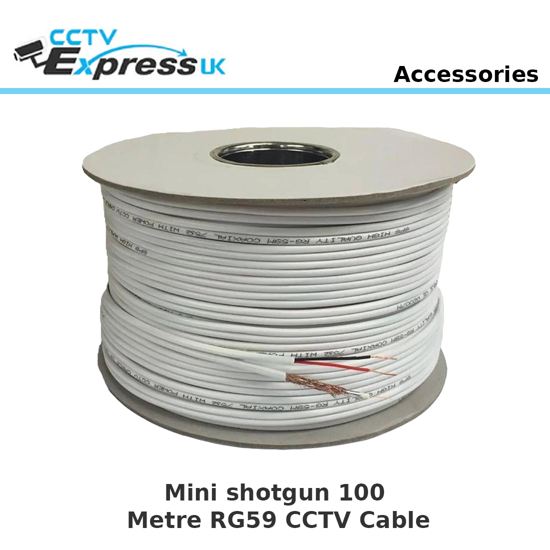 Mini shotgun 100 Metre RG59 CCTV Cable Reel Full Copper