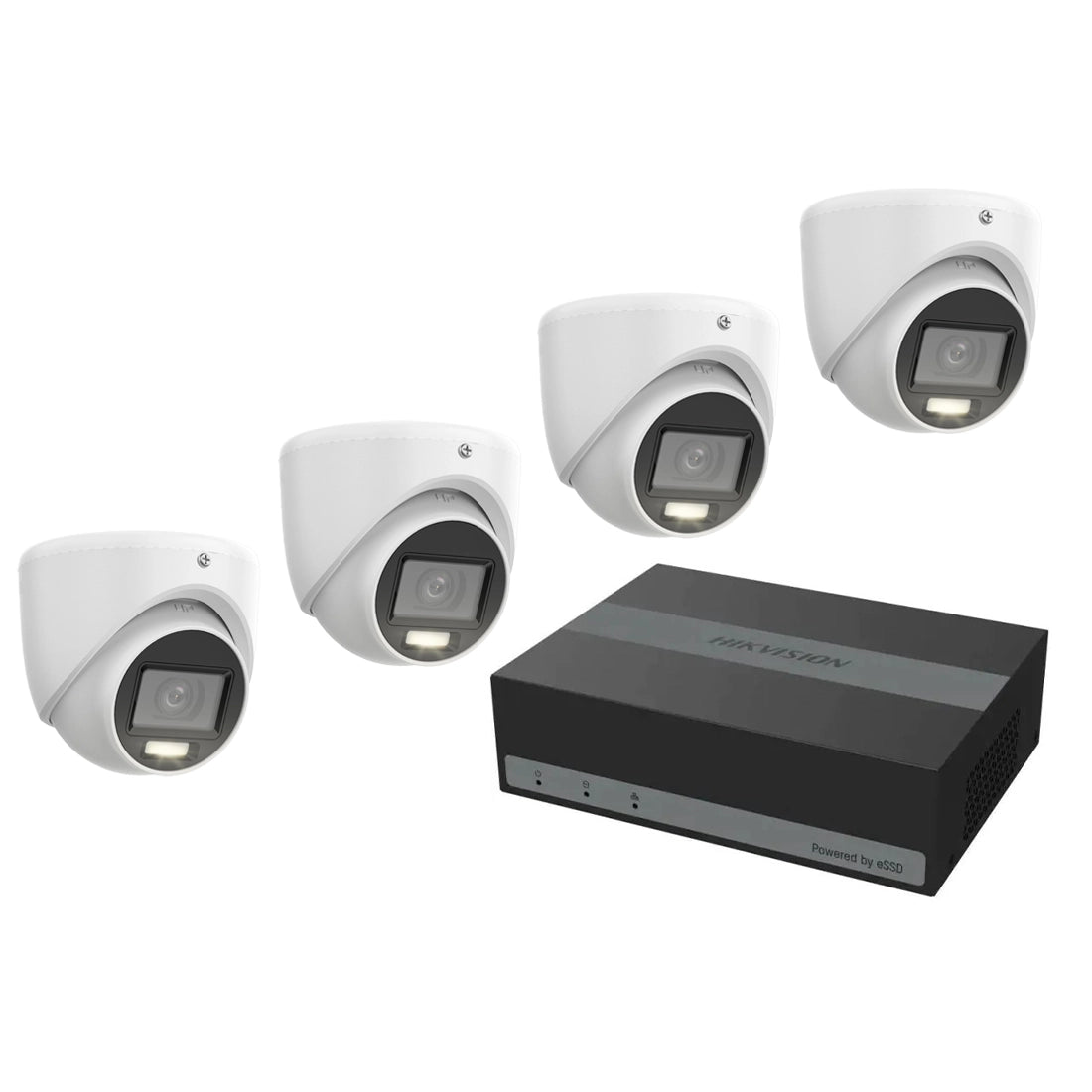 Hikvision OEM Series 3K TVI 4 Channel CCTV Kit with 4 x T159W-HS Turret Cameras with Mic + eDVR + PSU + BNC/DC Plugs