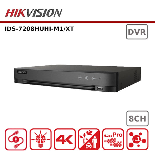 Hikvision iDS-7208HUHI-M1/XT Upto 8MP 4K-Lite AcuSense 8Ch Turbo HD Hybrid DVR With TVI Two-Way Audio Technology Support