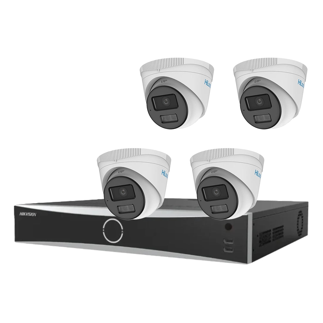 Budget HiLook 4MP 4 Channel ColorVu Kit – 4 x IPC-T249HA-LU Cameras + DS-7604NXI-K1/4P NVR + 1TB HDD