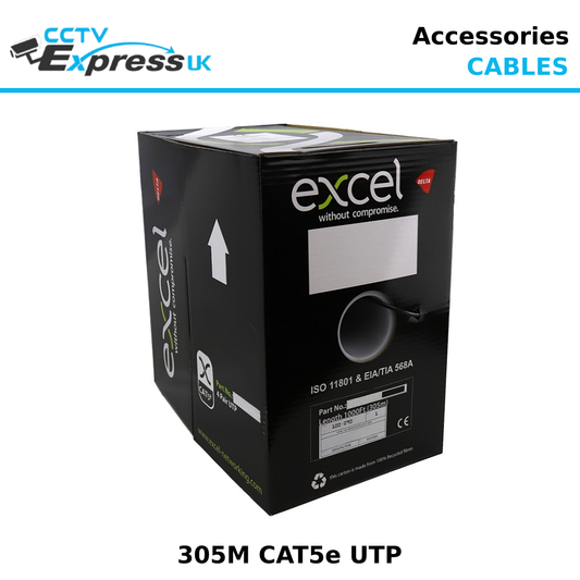 305m Box CAT5e Gigabit External UTP Network Cable - Full Copper - CCTV Express UK