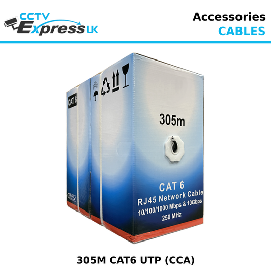 305m Box CAT6 Gigabit External UTP PE CCA Network Cable - CCTV Express UK