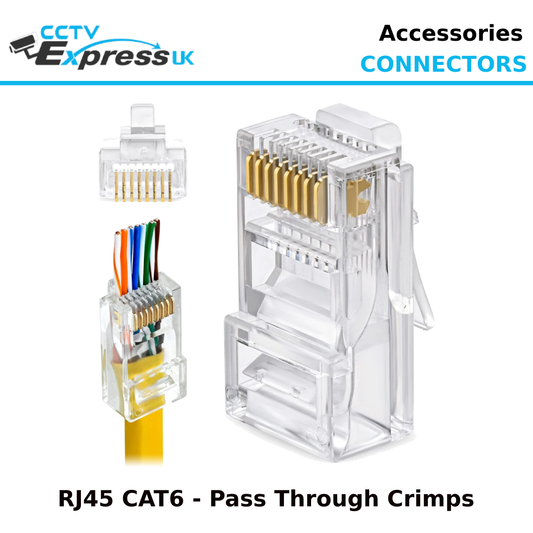 RJ45 Plug Pass Through Crimp Connector for CAT6 Ethernet Cable - CCTV Express UK