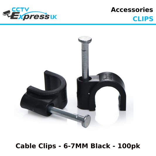 CAT5E / CAT6 Cable Clips Black 6-7MM - 100 Pack - CCTV Express UK