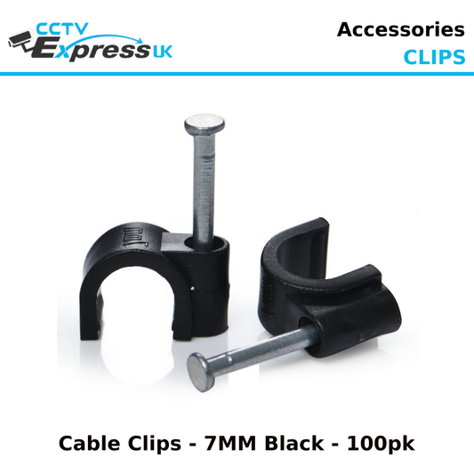 RG59 Cable Clips Black 7MM - 100 Pack - CCTV Express UK