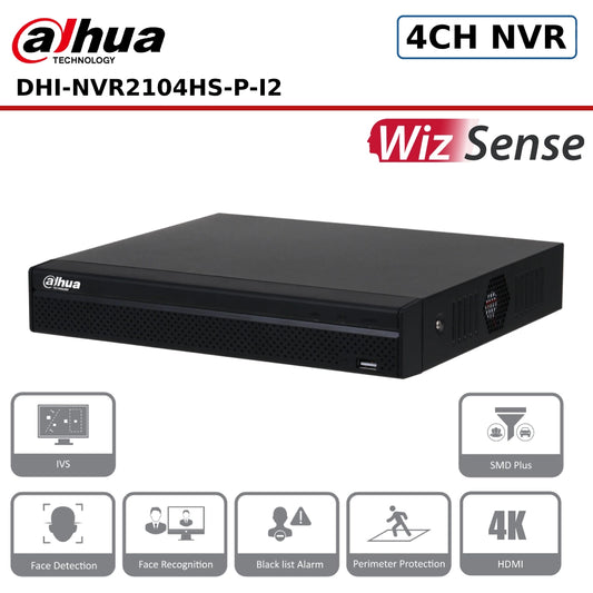 4 Channel Dahua NVR2104HS-P-I2 4 Channel 4K Compact 4 PoE WizSense AI Network Video Recorder - CCTV Express UK