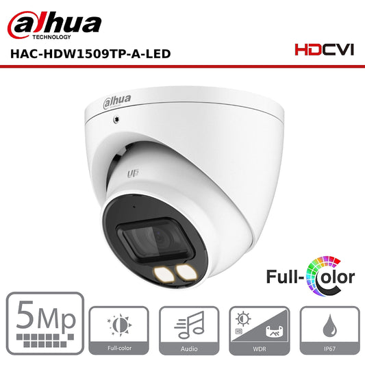 5MP Dahua DH-HAC-HDW1509TP-A-LED 5MP Full-Colour HDCVI Eyeball Camera - CCTV Express UK