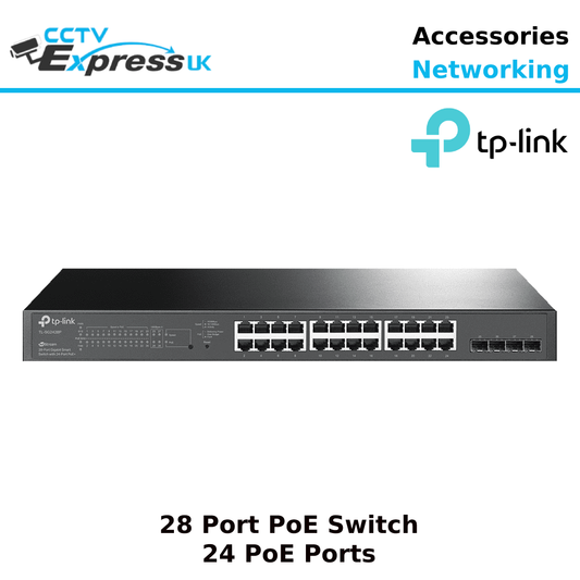 TP-LINK 28-Port Gigabit Smart PoE Switch with 24 PoE+ Ports - TL-SG2428P - CCTV Express UK
