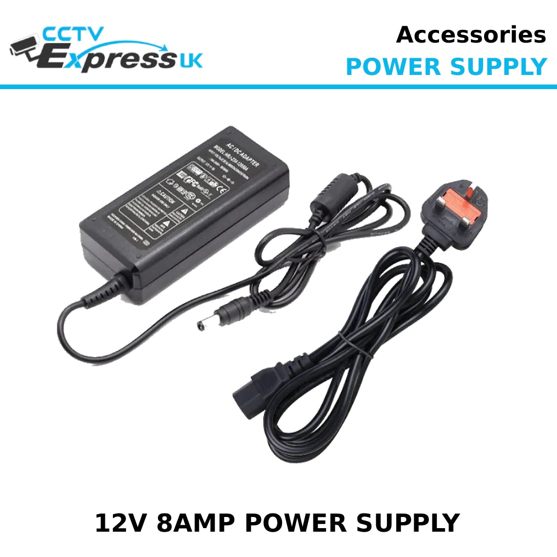 Power Supply 12V 8A for CCTV Cameras - 12vDC Power Supply 8amp
